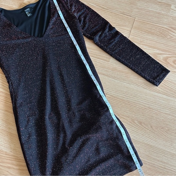 Forever 21 Black Shimmer Deep V-Neck Dress Medium - Picture 6 of 7